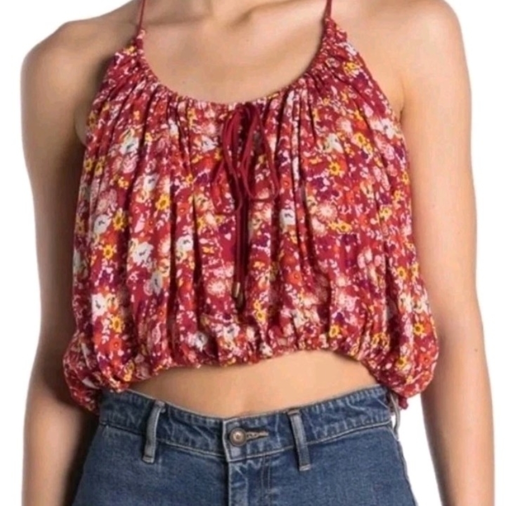 Free People Daisy Babe Floral Halter Crop Too NWT Size S